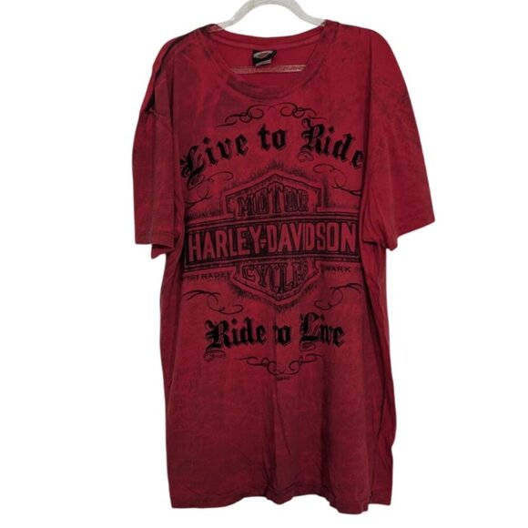 Harley Davidson Live to Ride T Shirt Mens Size Large Red Cotton Wilkesboro NC - Picture 2 of 12